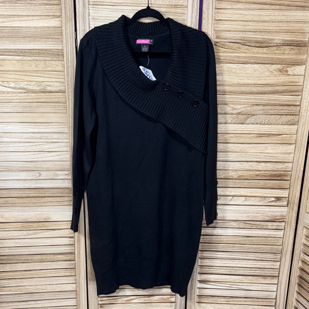 Say What? Black Acrylic Blend Long Sleeve Sweater Size 2x